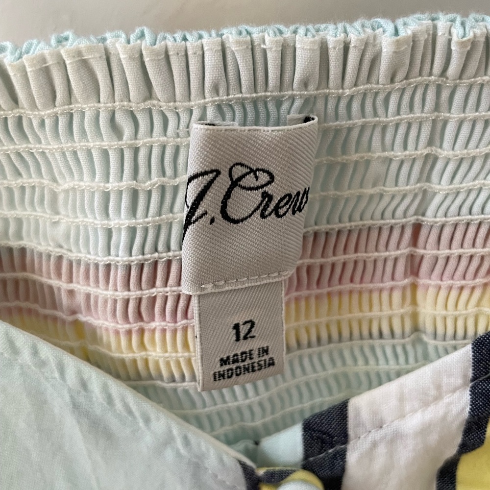 J Crew summer striped seersucker sun dress with elastic smocking at the back. - Picture 4 of 7